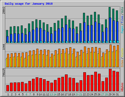 Daily usage for January 2018