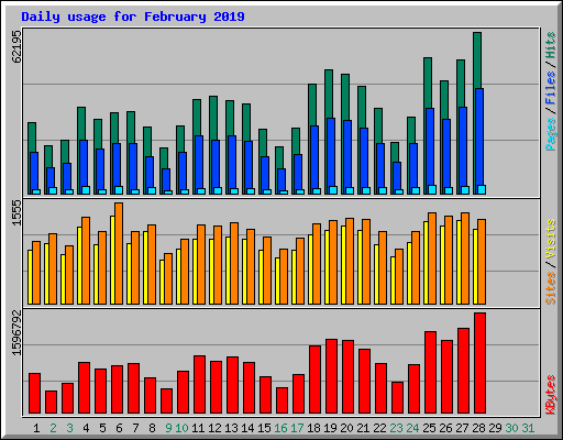 Daily usage for February 2019