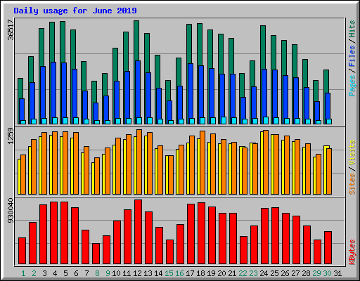 Daily usage for June 2019