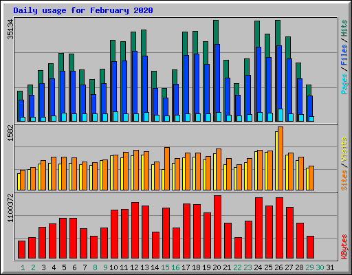 Daily usage for February 2020