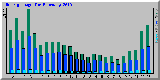 Hourly usage for February 2019