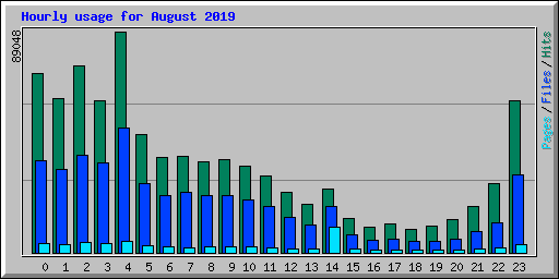 Hourly usage for August 2019