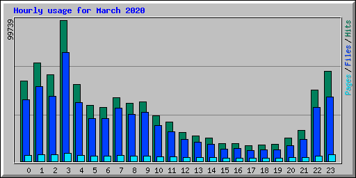 Hourly usage for March 2020